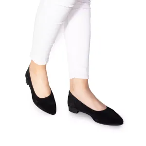 Balerini damă din piele naturală, Leofex - 388 Negru Velur