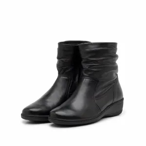 Botina dama casual din piele naturala,Leofex - 088 negru box