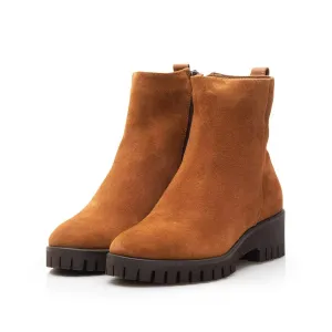 Botine dama casual din piele intoarsa Leofex - 556 Camel Velur
