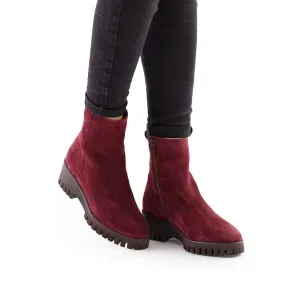 Botine damă casual din piele întoarsă, Leofex - 556 Vișiniu Velur