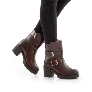Botine dama casual din piele naturala Leofex- 076 Maro