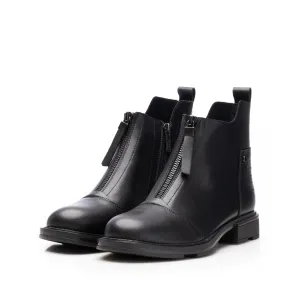 Botine damă casual din piele naturală, Pass Colection  - 4503 Negru Box