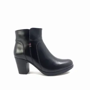 Botine dama cu toc din piele naturala, Leofex - 065 Negru box
