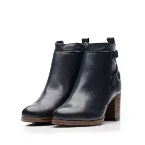 Botine damă cu toc din piele naturală, Leofex - 071 Blue Box
