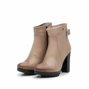 Botine dama din piele naturala - 451 taupe box