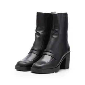 Botine damă din piele naturală, Leofex - 005 Negru Box
