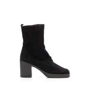 Botine damă din piele naturală, Leofex - 005 Negru Velur
