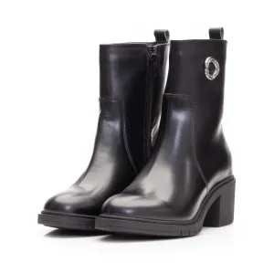 Botine damă din piele naturală, Leofex - 011 Negru Box