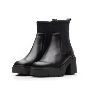 Botine damă din piele naturală, Leofex - 012-1 Negru Box Sintetic