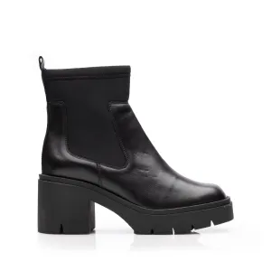 Botine damă din piele naturală, Leofex - 012-1 Negru Box Sintetic