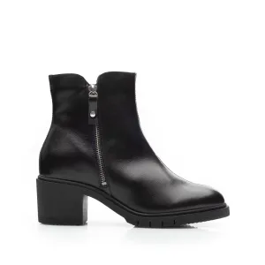 Botine damă din piele naturală, Leofex - 019 Negru  Box