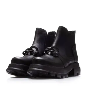Botine damă din piele naturală, Leofex -  028 Negru Box