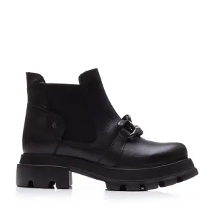 Botine damă din piele naturală, Leofex -  028 Negru Box