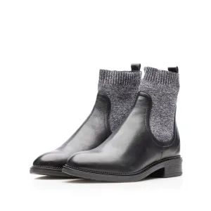 Botine dama din piele naturala Leofex- 053 Negru box
