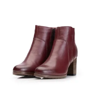 Botine damă din piele naturală, Leofex - 061 Vișiniu Box