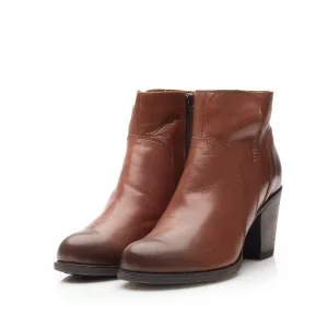 Botine dama din piele naturala, Leofex - 065 Cognac box