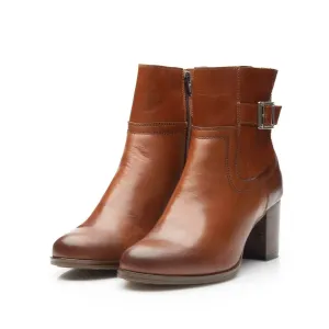 Botine dama din piele naturala, Leofex - 072 Cognac Box