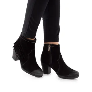 Botine dama din piele naturala, Leofex - 073 Negru Velur