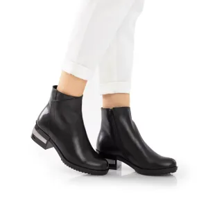 Botine dama din piele naturala, Leofex - 294-1 Negru box