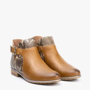 Botine damă din piele naturală, Leofex - 301 Taupe Box Print