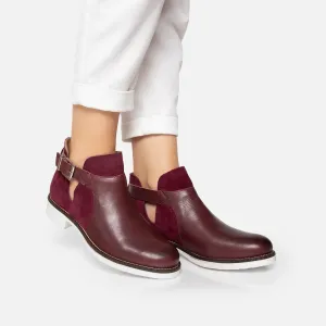 Botine damă din piele naturală, Leofex - 301 Visiniu Box