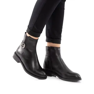Botine damă din piele naturală, Leofex- 345 Negru Box