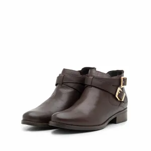 Botine dama din piele naturala, Leofex - 371 maro box