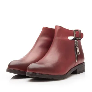 Botine dama din piele naturala, Leofex - 439 visiniu box