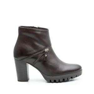Botine dama din piele naturala, Leofex - 452 maro box