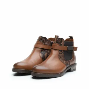 Botine dama din piele naturala, Leofex - 458 cognac
