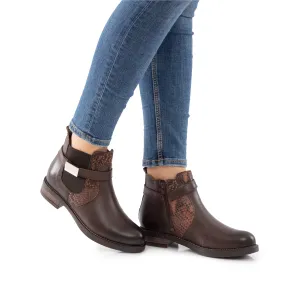 Botine dama din piele naturala, Leofex - 458 maro
