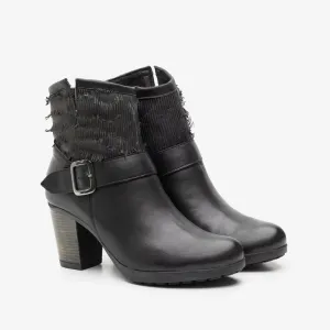 Botine dama din piele naturala, Leofex - 459 Negru box