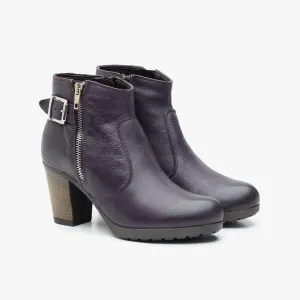 Botine dama din piele naturala Leofex- 460 Mov box
