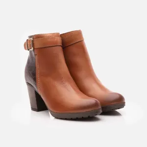 Botine dama din piele naturala Leofex- 461 Cognac box