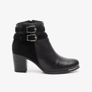 Botine dama din piele naturala Leofex- 462  Negru box velur