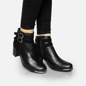 Botine dama din piele naturala Leofex- 462  Negru box velur