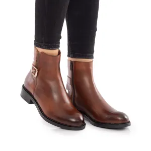Botine dama din piele naturala, Leofex - 557-1 Cognac Box