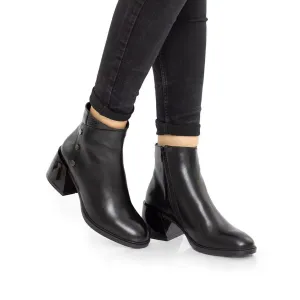 Botine dama din piele naturala, Leofex - 568-1 Negru box