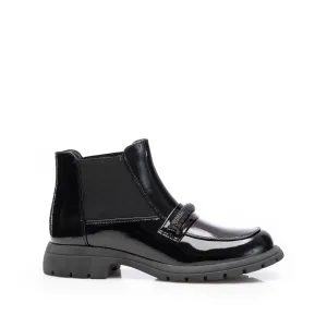 Botine damă din piele naturală, Pass Colection -  4500 Negru Lac