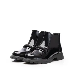 Botine damă din piele naturală, Pass Colection -  4500 Negru Lac