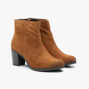 Botine damă elegante din piele naturală - 414 Maro Velur