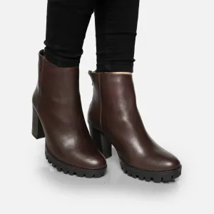 Botine damă elegante din piele naturală, Leofex - 428 Vișiniu Box