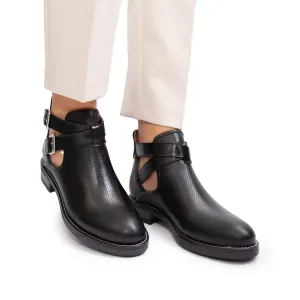 Botine dama de vara perforate din piele naturala, Leofex - 320 negru