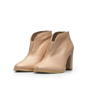 Botine elegante damă din piele naturală - 200 Bej Box