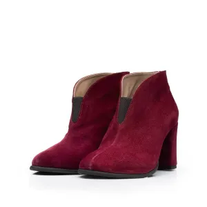 Botine elegante damă din piele naturală - 200 Vișiniu Închis Velur