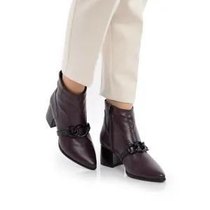 Botine elegante damă din piele naturală - 21193 Mov Inchis