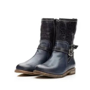 Cizme scurte casual din piele naturala - 192 blue