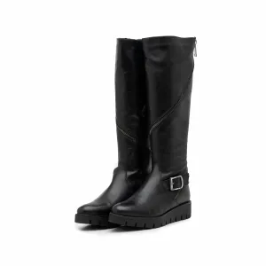 Cizme dama din piele naturala , Leofex- 396 negru