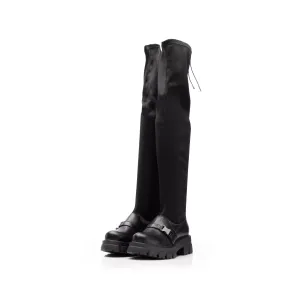 Cizme dama din piele naturala , Leofex -  343-1 Negru Strech box