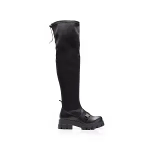 Cizme dama din piele naturala , Leofex -  343-1 Negru Strech box